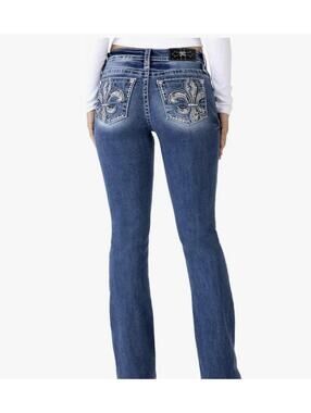 Miss Me Women's Fleur de Lis Mid-Rise Bootcut Jeans 31x31 JP5145B3 Excellent